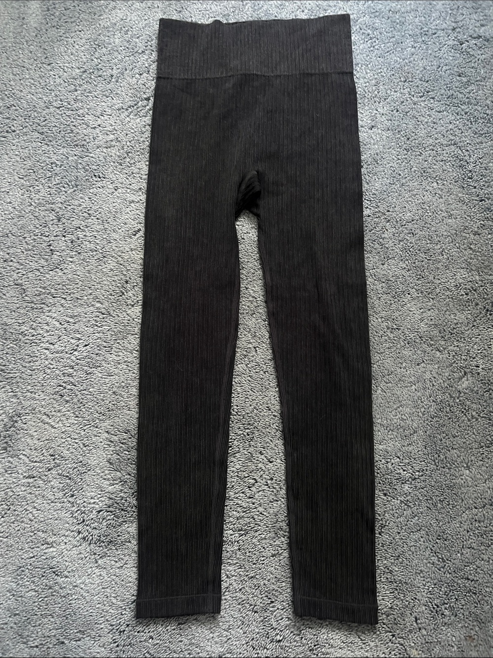 Zyia Black Ribbed High-Waist Leggings